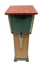 Art Deco Pedestal Table, Hand-Painted Pine, Dutch Design, 1920s